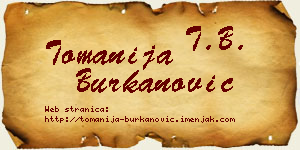 Tomanija Burkanović vizit kartica